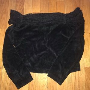 Vintage 80s Off Shoulder Polka Dot NecklineBlouse